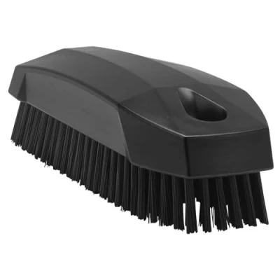 Image of Vikan 64409 Stiff Nail Scrubbing Brush Clean Bathroom Kitchen Upholstery Fabric 13cm x 5cm 4cm, Black, 6440