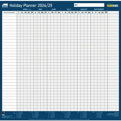 Image of Sasco 2024 Holiday &amp; Fiscal Year Wall Planner, Financial Paper Whiteboard Style Dry Erase Calendar, 2 Sided Tax Planner Pen, Chart, Notice Board, Blue, 412x416mm