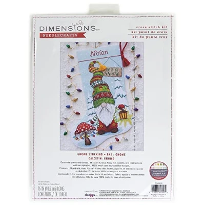 Image of Dimensions Counted Cross Stitch Kit 16&quot; Long Gnome Stocking (14 Count) 70 09000