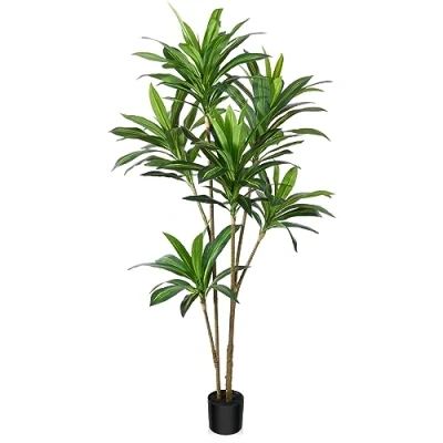 Image of CROSOFMI Artificial Plants Indoor 180 cm Tall Fake Dracaena Tree Large Faux With Plastics Pots for Outdoor Modern Home Office Decoration (1 Pack)