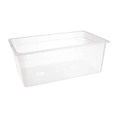 Image of NISBETS Essentials 1/1 Gastronorm Container in Clear Polypropylene with Ergonomic Lip Freezer Safe 25.6L H200 x W530 L325 mm