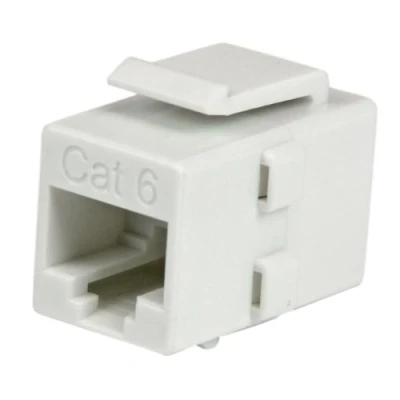 Image of StarTech.com White Cat 6 RJ45 Keystone Jack Network Coupler F/F Cat6 Modular (C6KEYCOUPLWH)