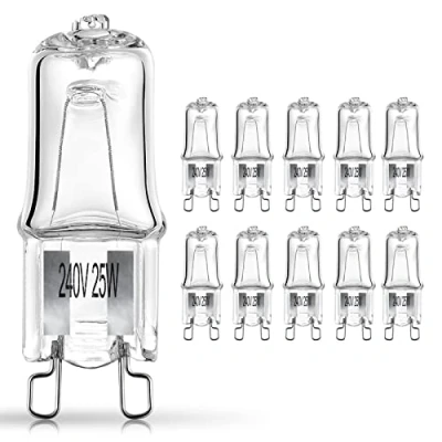 Image of NOTSEK 10 Pack Wax Burner Bulbs/Plug in Melt Burners Bulbs/ G9 Halogen Bulbs for 230V 25W 2700K 3500K Warm White Light Dimmable Lamps Oven
