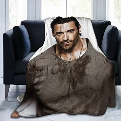 Image of YINGD Hugh Actor Jackman Throw Blanket, Ultra Soft Flannel Fleece Lightweight Blankets Warm Air Conditioning Blanket For Couch Sofa Bed 80x60 inch Black 50x40