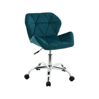 Image of HNNHOME Modern Eris Padded Swivel Fabric Home Office Desk Computer Chair, Height Adjustable (Teal, Velvet)