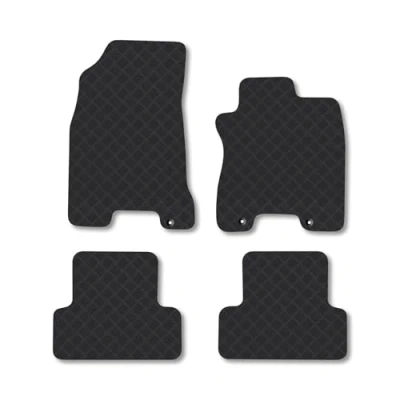Image of Rubber Car Mats Compatible with Nissan X Trail (2007 2014) Tailored Fit Floor Set Accessory Black Custom 4 Pieces Clips Anti Slip Backing, Heavy Duty &amp; Waterproof