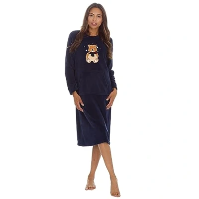 Image of INSIGNIA Womens Ladies Winter Warm Fleece Motif Nightshirt Night Shirt Nightie (New Blue, XL)