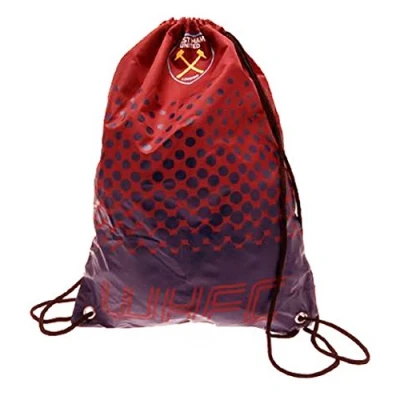 Image of Official Football Merchandise Sports Backpack with Adjustable Drawstring Various Teams, West Ham United FC, 45 x 34cm
