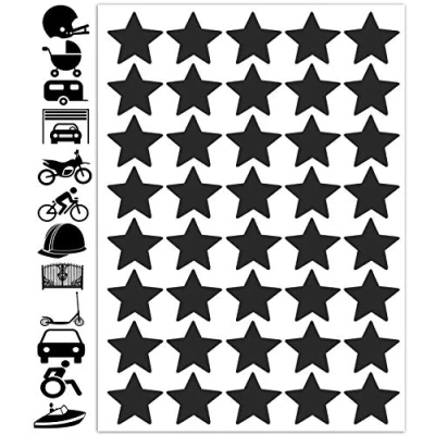 Image of Biomar Labs® 40pcs High Visibility Warning Reflective Rim Stickers Kit Decals Black Reflector Highly Night Safety Arrows Stars Universal Self Adhesive D 64