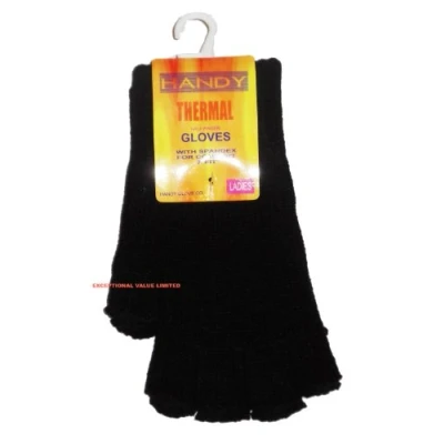 Image of NEW 1 PAIR LADIES HANDY THERMAL FINGERLESS KNITTED WINTER GLOVE ONE SIZE