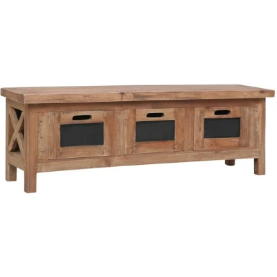 Image of vidaXL TV Cabinet with 3 Drawers 120x30x40 cm Solid Mahogany Wood