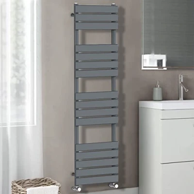 Image of Warmehaus Flat Panel Heated Towel Rail Grey Anthracite Bathroom Ladder Radiator Warmer 1600 x 600mm