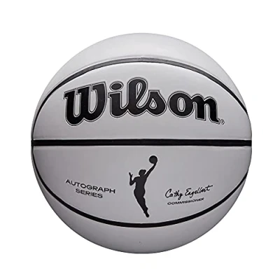 Image of Wilson WNBA Commemorative Series Autograph Basketball Mini Size, White/Orange