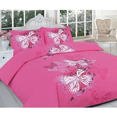 Image of Artistic Fashionista Luxury &amp; Modern BUTTERFLY Duvet/Quilt Cover Pillowcases Bedding Set Printed Range (King, Pink)