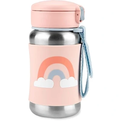 Image of Skip Hop Toddler Sippy Cup with Straw, Sparks Stainless Steel Straw Bottle, Rainbow