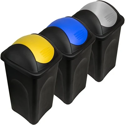 Image of Deuba Stefanplast 3 x 60 L Set Rubbish Bin with Swing Blanket 68 41 cm Waste Separation System