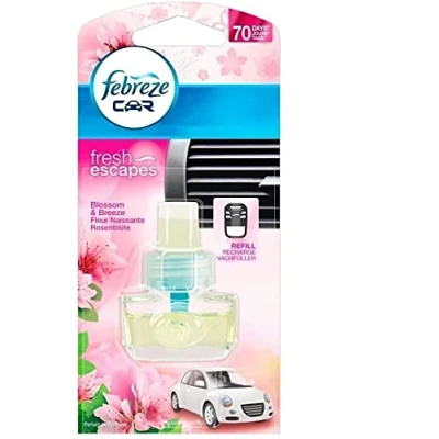 Image of Febreze 3 x Car Air Freshener Refill 7ml Fresh Escapes Blossom &amp; Breeze