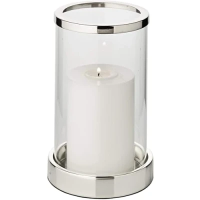 Image of EDZARD Lantern Sanremo, silver plated, tarnish protected, height 8 in, diameter 5 in