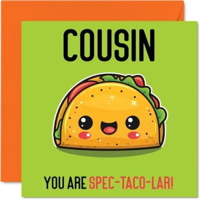 Image of Birthday Cards for Cousin Spec Taco lar Funny Happy Card from Family Relative, Gifts, 145mm x Joke Greeting Women Men