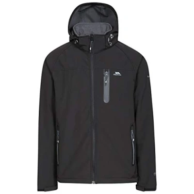 Image of Trespass Men&#039;s Accelerator II Waterproof Softshell Jacket with Removable Hood, Black, Small