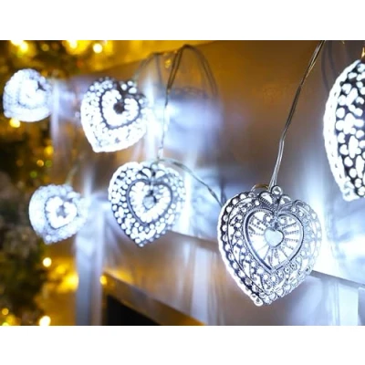 Image of Christmas Concepts® 10 Warm White LED Metal Filigree Heart Shaped Lights Everyday