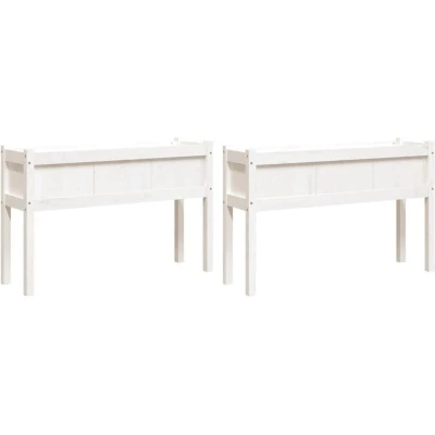 Image of vidaXL Garden Planters 2 pcs with Legs White Solid Wood Pine