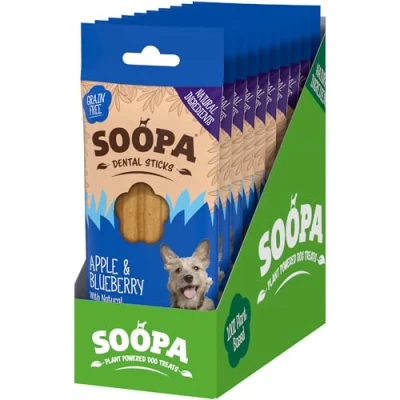 Image of 10 Pack Soopa Apple &amp; Blueberry Dental Sticks, green