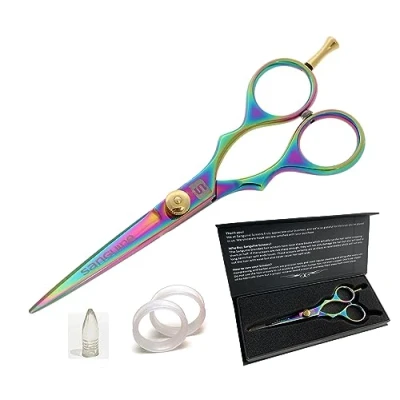 Image of Professional Hair Cutting Scissors, Hairdressing Ultra Sharp Japanese Convex Blades, Titanium Coated 5.5 inch, Includes Case