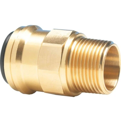 Image of John Guest 15MM X 1/2&quot; BSPT Ring Main M Brass Straight Adaptor