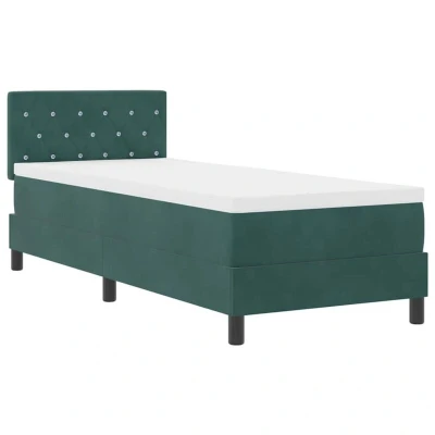 Image of Box Spring Bed with Mattress Dark Green 80x200 cm Velvet Vidaxl