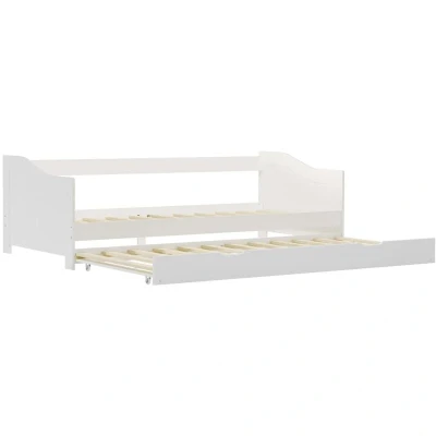 Image of vidaXL Pull out Sofa Bed Frame without Mattress White Pinewood 90x200 cm