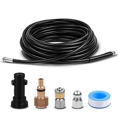 Image of Fai Top 15M Pressure Washer Drain Pipe Hose Cleaning Kit with Jet Nozzle and Rotating for Karcher K2 K3 K4 K5 K6 K7 Series LAVOR Household Use