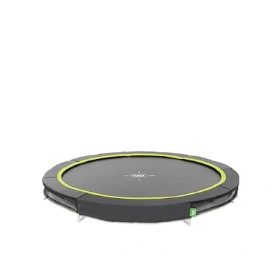 Image of EXIT Toys Silhouette Ground Sports Trampoline 8ft Inground Round for Outdoor 14 Years and Older Includes Feet Safety System Easy Access Great Jumping Power Black