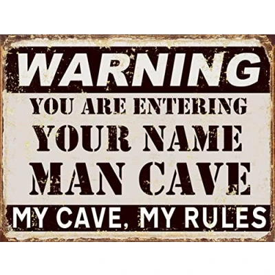 Image of Shawprint Personalised Customised Man cave Sign Metal TIN Plaque Retro Novelty Gift pub bar shed bedroom (10&quot; x 8&quot; (267mm 200mm))