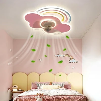 Image of ATEEZ Kids Quiet Ceiling Fans with Lights and Remote Led Dimmable Fan Light 6 Speed Reversible Winter Summer Function Lamps Timer for Living Room Bedroom Dining