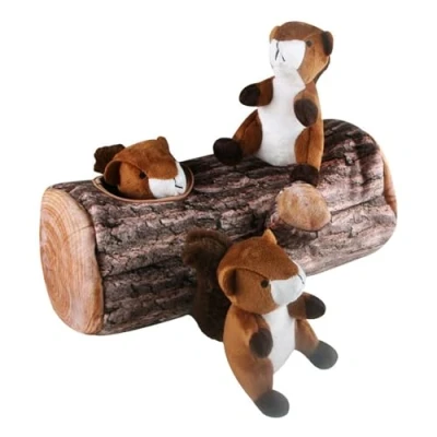 Image of IFOYO Squeak Dog Toys, Large Durable Squirrel Hide and Seek Puzzle Plush Toys for Medium/Small Dogs, Chew Puppy