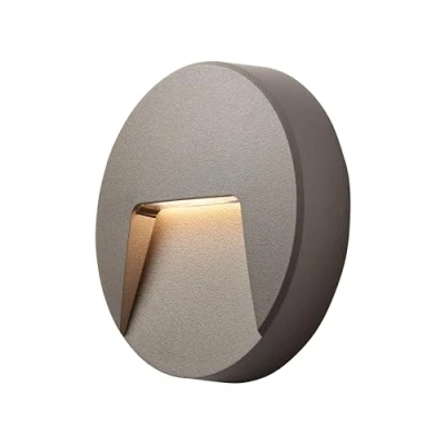 Image of National Lighting Severus Grey Finish Direct Warm White LED Outdoor Round Guide Pathway Driveway Wall Light IP65 Rated