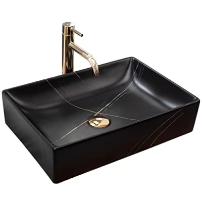 Image of REA U8006 matt Black Bathroom Sink Made of Ceramic Inga Marble