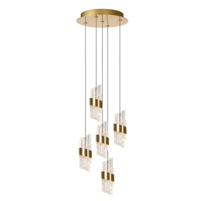 Image of Lucide KLIGANDE Pendant light 30 cm LED Dim. 5x8W 2700K Matt Gold / Brass