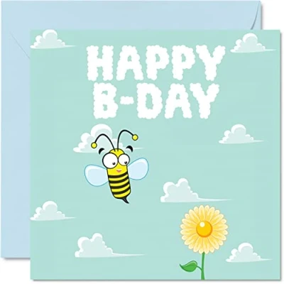 Image of Funny Birthday Cards for Men Women Bee Day Humour Card Mum Dad Brother Sister Son Daughter Nan Grandad, 145mm x Greeting Cards, Joke 30th 40th 50th Bday