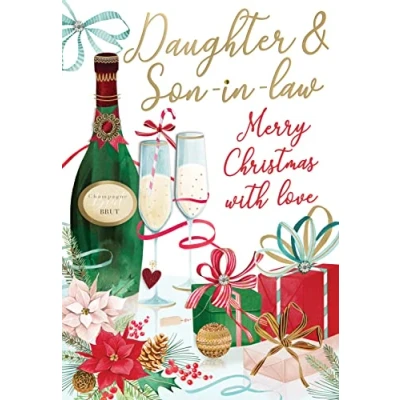 Image of Daughter &amp; Son In Law Embellished Magnifique Christmas Card Large Xmas Cards XMQ015