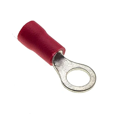 Image of Ring Crimp Terminal Pack of 100, Red, 5mm, 25A, 22 16 AWG Heat Shrink Connectors, Tinned Copper Insulated Wire Terminals
