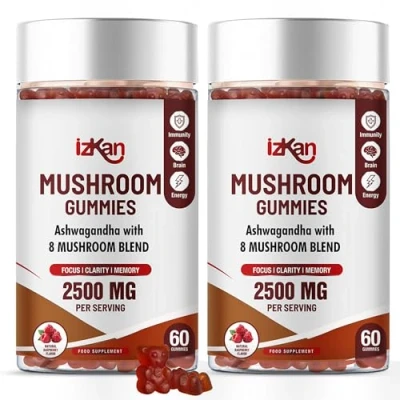 Image of Lion&#039;s Mane Gummies 3000mg 10 Brain Health Mushrooms Supplement Promotes Focus, Memory, and Mood 60 Count (Rasberry Flavor, Halal, Gluten Free, Vegan) (2)