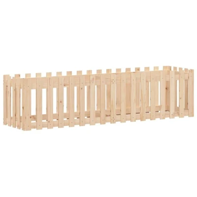 Image of vidaXL Garden Raised Bed with Fence Design 200x50x50 cm Solid Wood Pine