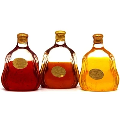 Image of Melody Jane Dolls House 3 Cognac Brandy Liquor Bottles Miniature Pub Shop Accessory 1:12