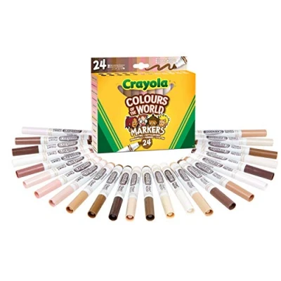 Image of CRAYOLA Colours of the World Washable Markers Assorted (Pack 24) That Represent Skin Tones from Around Ideal for Kids Aged 3+