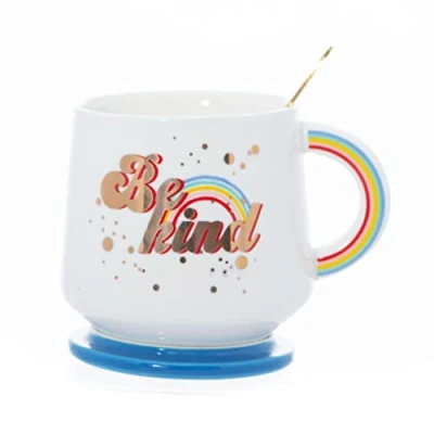 Image of Boxer Gifts Be Kind Rainbow Themed Mug Set Unique &amp; Cute for Her