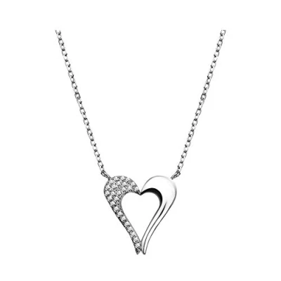 Image of Sofia Milani Women&#039;s Necklace 925 Silver with Zirconia Stones Heart Pendant 50298