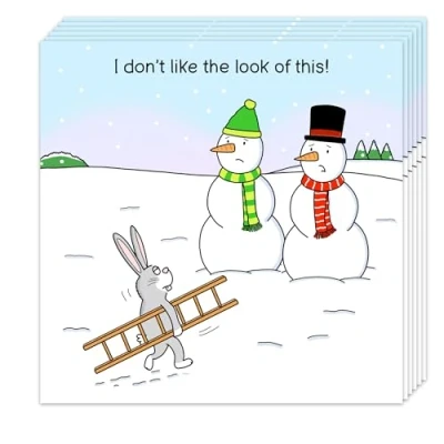Image of Twizler Funny Christmas Cards Pack of 6 Worried Snowmen Design Merry Xmas Multipack
