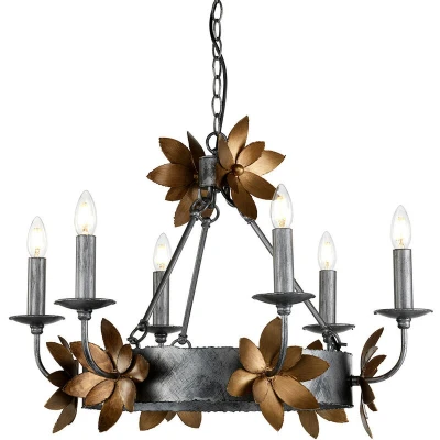 Image of Simone 6 Light Chandelier Bronze, Gold Finish, E14